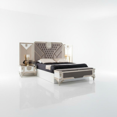 Bedroom set bed + 2x nightstands + dresser 5-piece modern furniture