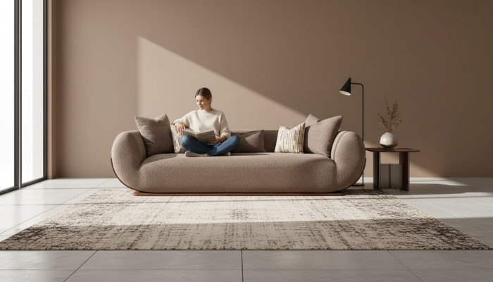 3-seater textile sofa, luxury living room sofa, new modern furniture