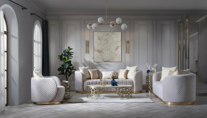 Casual fabric 3-seater sofa of modern design