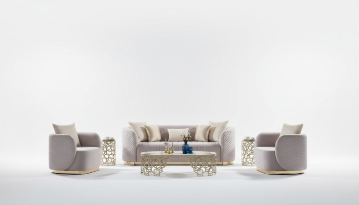 Casual fabric 3-seater sofa of modern design