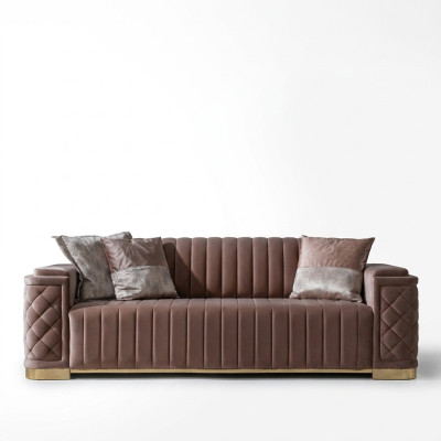 Modern pink fabric 3-seater