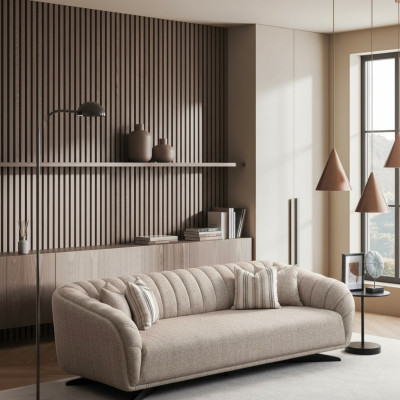 Modern gray fabric 3-seater sofa