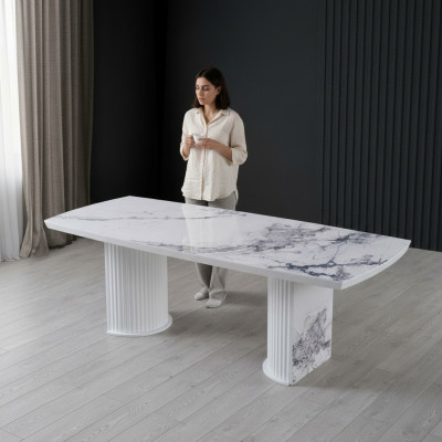 Luxury wooden and marble dining table, new and modern