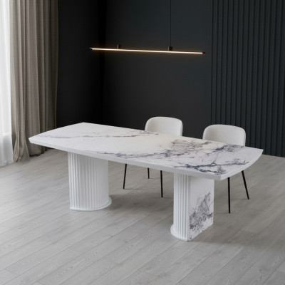 Luxury wooden and marble dining table, new and modern