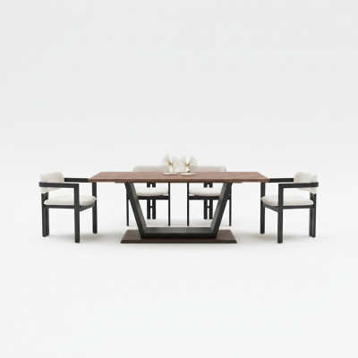 Luxury dining table for the living room made of wood and steel, new design