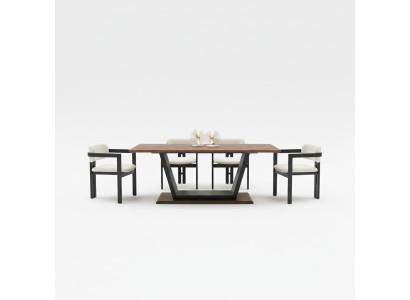 Luxury dining table for the living room made of wood and steel, new design