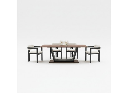 Luxury dining table for the living room made of wood and steel, new design