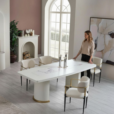 Luxury dining table modern white wooden dining table