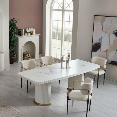 Luxury dining table modern white wooden dining table