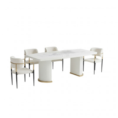 Luxury dining table modern white wooden dining table