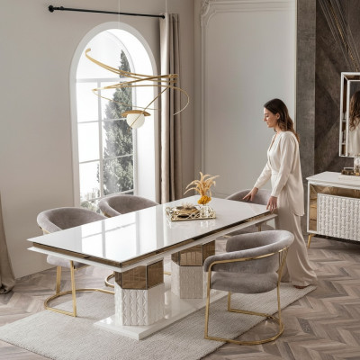 Luxury gold design wooden dining table