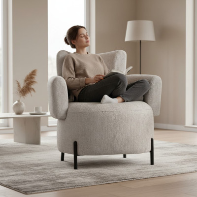 Luxury armchair with new design for modern living room made of wood and textile