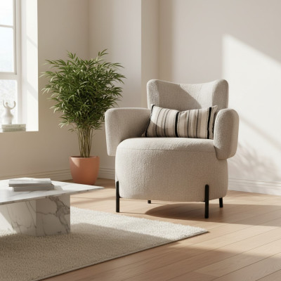 Luxury armchair with new design for modern living room made of wood and textile