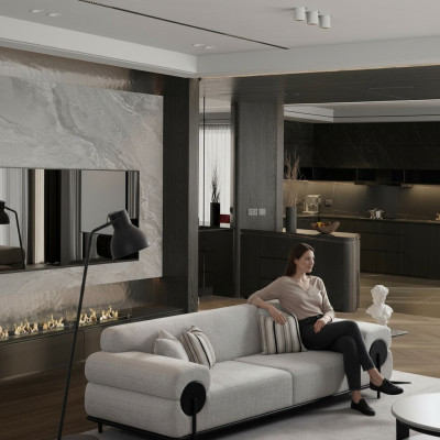 Modern gray fabric sofa