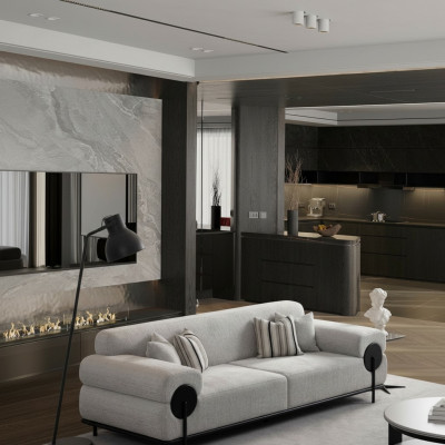 Modern gray fabric sofa
