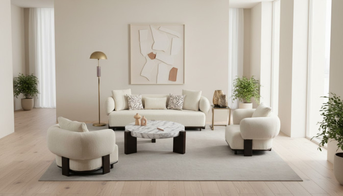 2x sofa set 3-seater white modern design