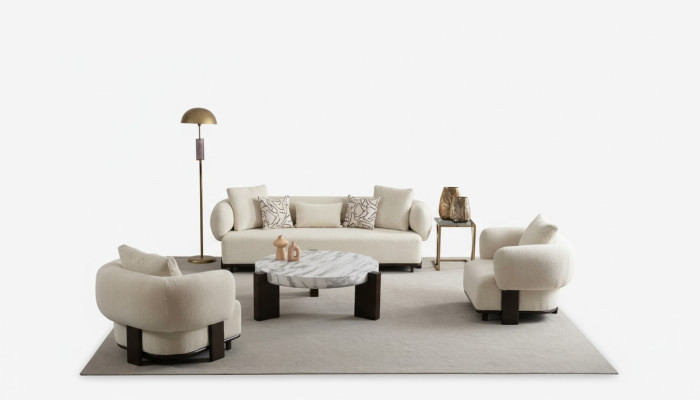 2x sofa set 3-seater white modern design