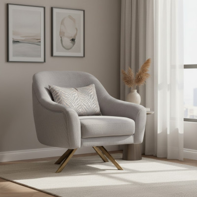 Modern wooden chair with one seat and upholstery