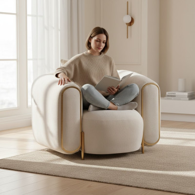 Beige luxury table in modern textile style