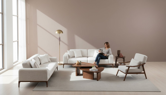 3+3+1 sofa set with leather armrest