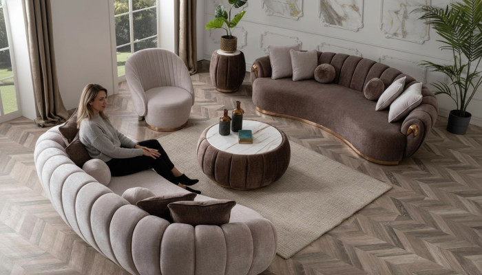 Completely modern textile sofa set 3+3+1 for the living room