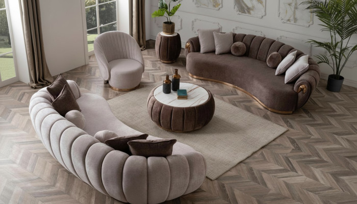 Completely modern textile sofa set 3+3+1 for the living room