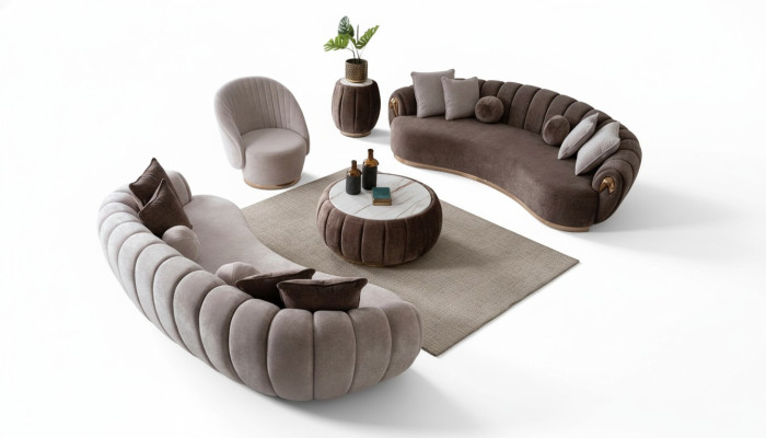 Completely modern textile sofa set 3+3+1 for the living room