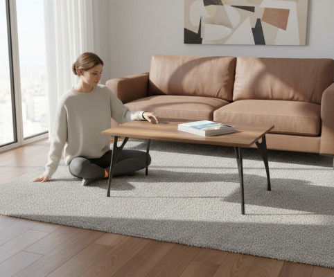 Brown wooden coffee table