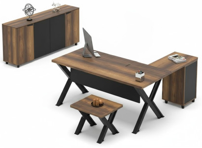 Office furniture, study room, table, sideboard, coffee table, brown, black