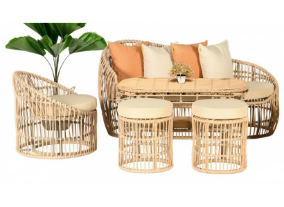 5tlg Gartenmöbel Sofagarnitur Tisch Hocker Sessel Veranda Sitzgruppen Modern Neu