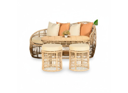 Gartenmöbel Sofagarnitur Sofa Couchtisch Sitzgruppen Veranda Hocker Modern 4tlg.