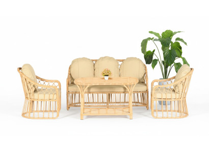 4tlg Moderne Gartenmöbel Sofa Sessel Couchtisch Veranda SofaGarnitur Lux Neu