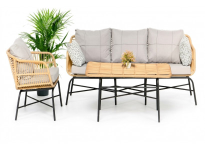 Set 3tlg GartenMöbel Sitzmöbel Sofagarnitur Terrasse Sofa Couch Moderne Neu