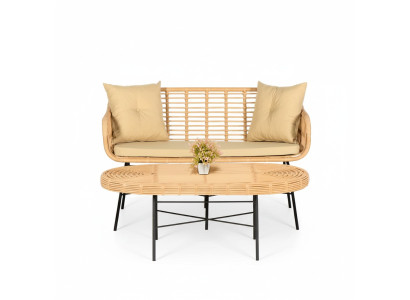 GartenMöbel  Sofa 2 Sitzer Couchtisch Sitzmöbel Sofagarnitur Terrasse Tisch Neu