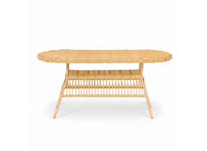 Hochwertiges Esstisch Rattan GartenMöbel Terrasse Balkon Luxus Design Beige