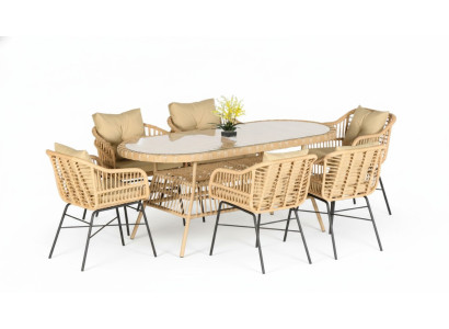 Set 7tlg. GartenMöbel Esstisch Stühl Terrasse Balkon Luxus Hochwertiges Garnitur