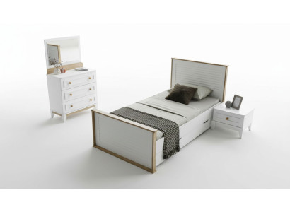 Garnitur Set Bett Nachttisch Kommode Schlafzimmer Jugendzimmer 3tlg. Möbel Neu