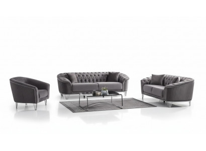 Couch Hochwertig Sofagarnitur 3 2 Sitzer Garnitur Grau Moderne Sofa 1 Sitzer