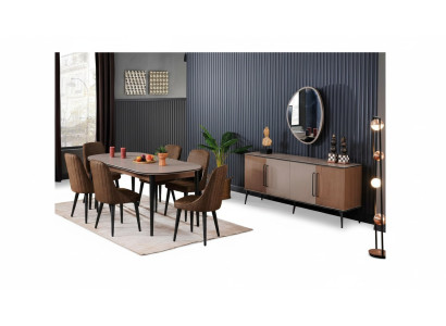 Esstisch 6x Stühle Esszimmerset Speisegruppe Essmöbel-Set Stuhl Wohnzimmertisch