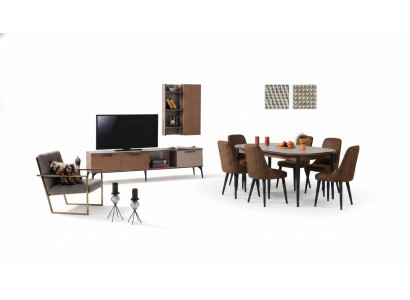 Essgruppe Esstisch Esszimmerset Stühle Vitrine RTV Garnitur Tisch Esszimmer Set