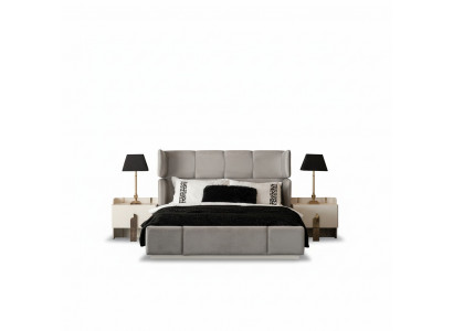 Schlafzimmer Komplett Set Doppelbett 2x Nachttische Polsterbett Edelstahl
