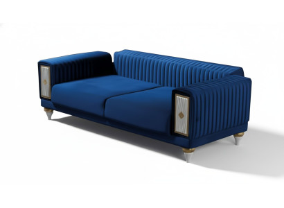Wohnzimmer Dreisatzsofa 3-Sitzer Sofa Polster Möbel Stoff Blau Modern Couch