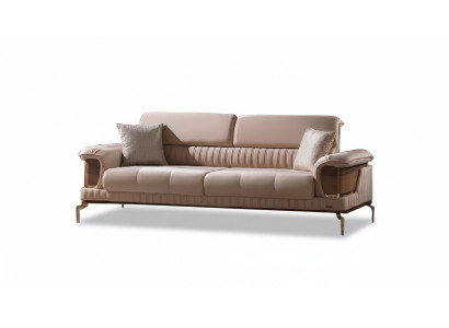 Dreisatzsofa Wohnzimmer 3-Sitzer Sofa Polster Möbel Stoff Beige Modern Couch