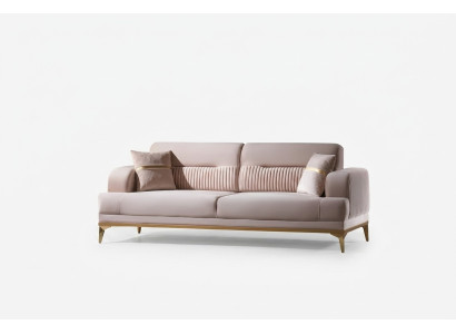 Dreisitzer Wohnzimmer 3-Sitzer Sofa Polster Möbel Stoff Beige Modern Couch