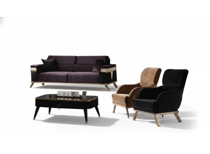 Sofagarnitur Sofa 3+1+1 Sitzer Wohnzimmer Set 3tlg Sofas Modern Lila Stil