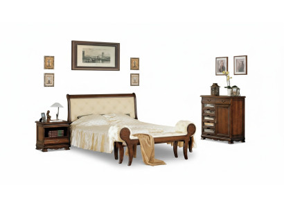 Komplett Chesterfield Bett Holzmöbel Kommode Schlafzimmer 2x Nachttische Set
