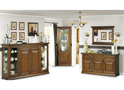 Wohnzimmer Möbel Eckvitrine Sideboard mit Spiegel Klassisches Buffet Set 4tlg