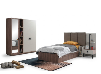 Kinderzimmer Set Bett Nachttisch Kleiderschrank Braun Modern Hochwertig Möbel