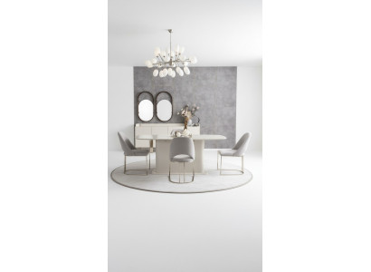 Esszimmer Set Esstisch Polsterstühle Gruppe Sideboard 2x Spiegel Garnitur 8tlg