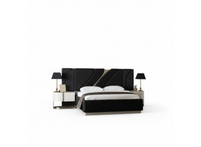 Schlafzimmer Set Bett 2x Nachttische Verspiegelt Doppelbett Polsterbett